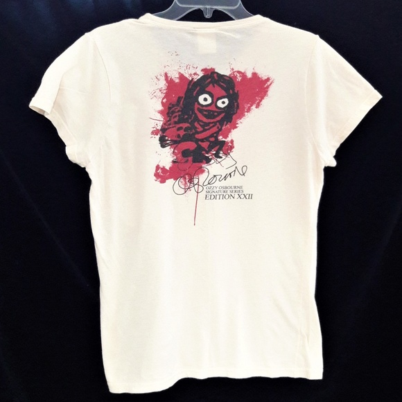 Hard Rock Cafe Signature Series T Shirt Ozzy Signature Ivory Baby Tee XL - Picture 2 of 7